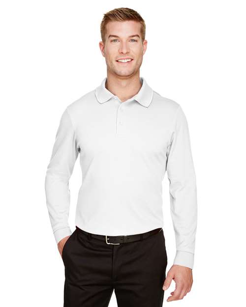 Devon & Jones Men's CrownLux Performance® Plaited Long Sleeve Polo