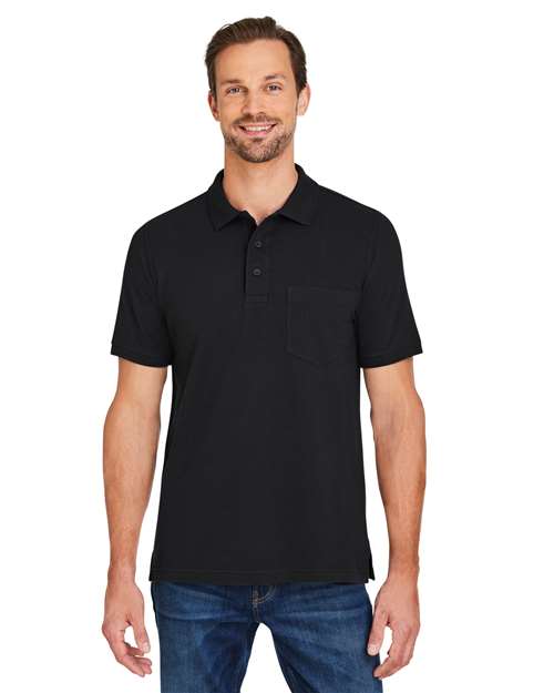 Harriton Men's Valiant Cotton Snag Protect Pocket Polo