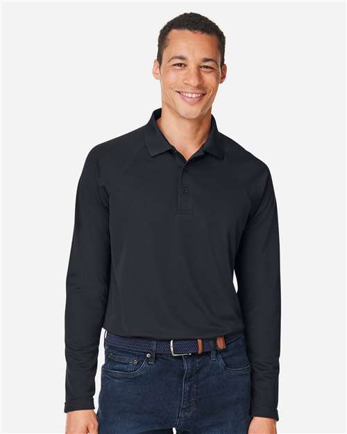 Harriton Men's Charge Snag and Soil Protect Long Sleeve Polo