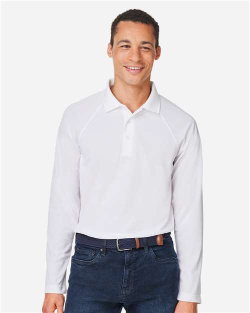 Harriton Men's Charge Snag and Soil Protect Long Sleeve Polo