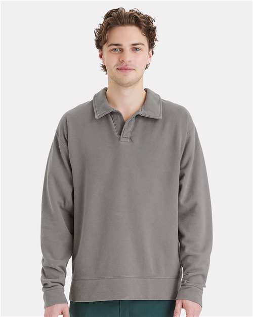 ComfortWash by Hanes Unisex Garment-Dyed Polo Collar Sweatshirt