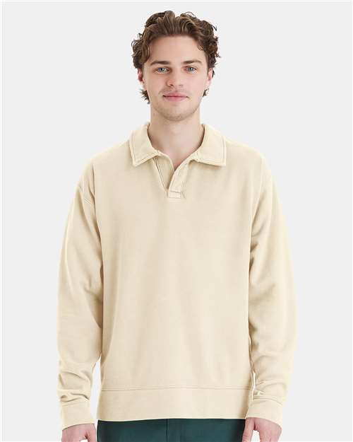 ComfortWash by Hanes Unisex Garment-Dyed Polo Collar Sweatshirt