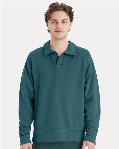 ComfortWash by Hanes Unisex Garment-Dyed Polo Collar Sweatshirt