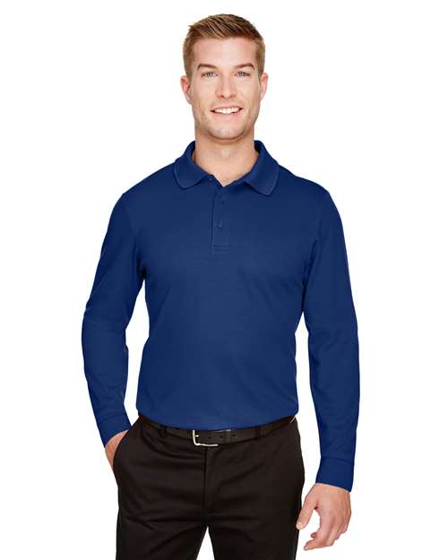 Devon & Jones Men's CrownLux Performance® Plaited Long Sleeve Polo