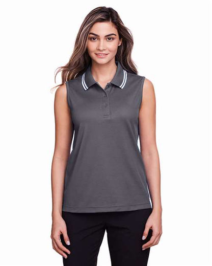 Devon & Jones Women's CrownLux Performance® Plaited Tipped Sleeveless Polo