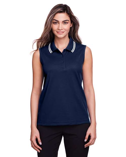 Devon & Jones Women's CrownLux Performance® Plaited Tipped Sleeveless Polo