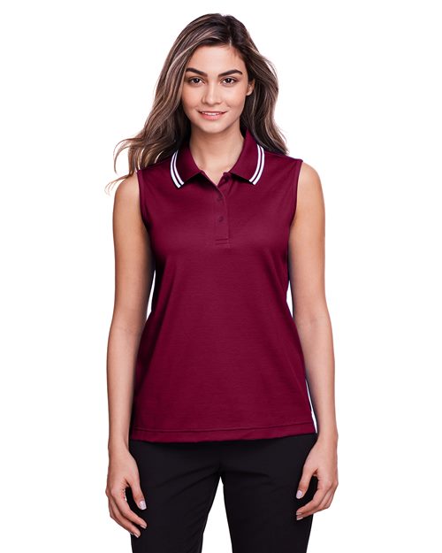 Devon & Jones Women's CrownLux Performance® Plaited Tipped Sleeveless Polo