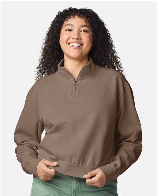 Comfort Colors Women's Garment-Dyed Mid-Length Quarter-Zip Sweatshirt