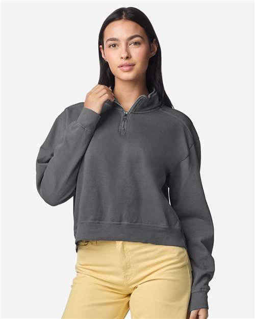 Comfort Colors Women's Garment-Dyed Mid-Length Quarter-Zip Sweatshirt