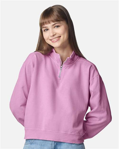 Comfort Colors Women's Garment-Dyed Mid-Length Quarter-Zip Sweatshirt