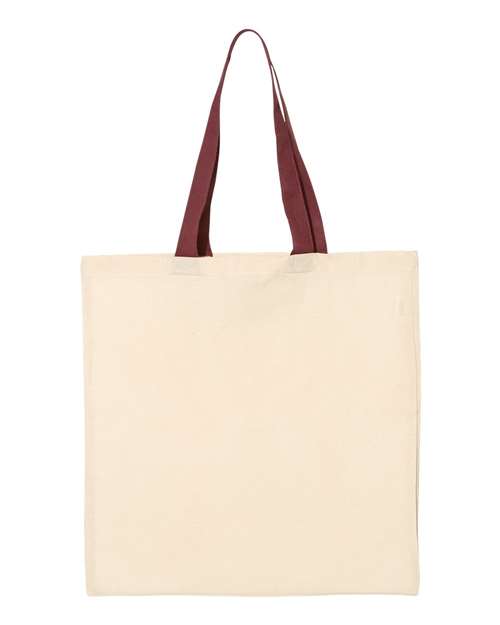Q-Tees Economical Tote with Contrast-Color Handles