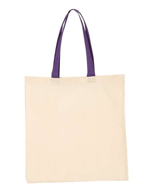 Q-Tees Economical Tote with Contrast-Color Handles