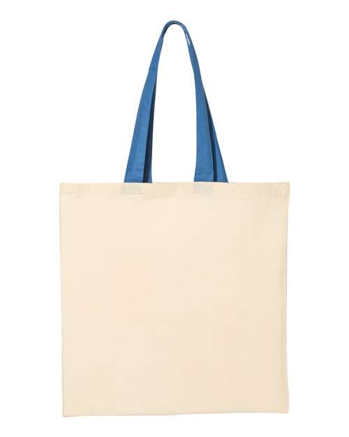 Q-Tees Economical Tote with Contrast-Color Handles
