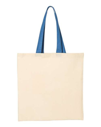 Q-Tees Economical Tote with Contrast-Color Handles